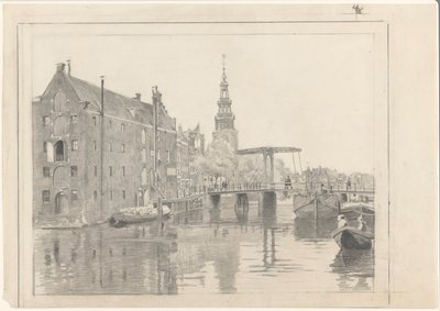 Stadsgezicht met de Montelbaanstoren door Willem Arnoldus Witsen