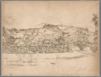 Uitzicht op de vulkaan De Kloet, Gambar door Willem Arnoldus Witsen
