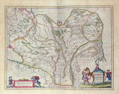 Kaart van Siberië en China uit Le Theatre du Monde of Nieuw Atlas, 1645 door Willem Janszoon Blaeu