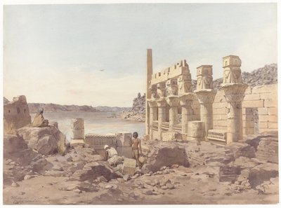 Gezicht op de tempelruïnes te Philae bij Aswan door Willem de Famars Testas