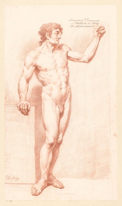 Staand mannelijk naakt, van voren gezien (2e prijs 1784) door Willem de Jong