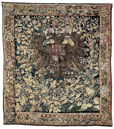 Tapisserie met het wapen van keizer Karel V door Willem de Pannemaker