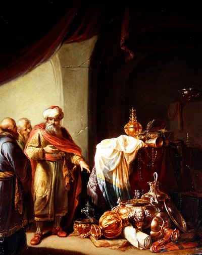 Croesus toont zijn rijkdom aan Solon door Willem de Poorter