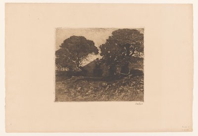 Boerderij of hoeve bij grote bomen door Willem de Zwart (signed by artist)