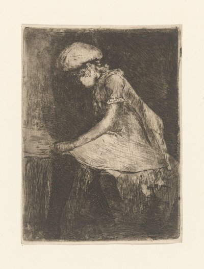 Lezend meisje (en profil) door Willem de Zwart (signed by artist)