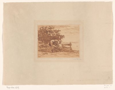 Melkende boer door Willem de Zwart (signed by artist)