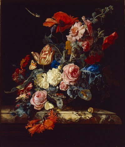 Een vaas met bloemen, 1663 door Willem van Aelst