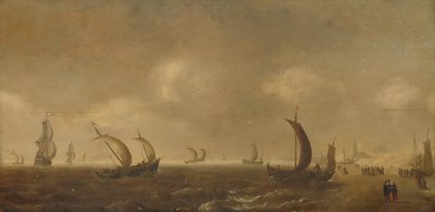 Zeegezicht op het Strand van Scheveningen door Willem van Diest (attributed to)