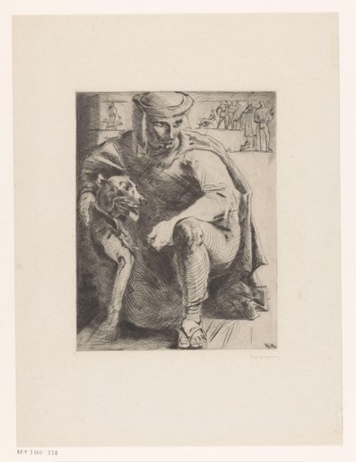 Jager met hond door Willem van Konijnenburg (signed by artist)
