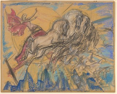 De zonnegod Apollo in zijn wagen door Willem van Konijnenburg