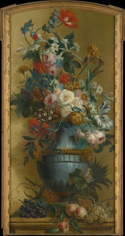 Bloemen in een blauwe vaas, 18e eeuw door Willem van Leen