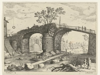 Brug over een rivier door Willem van Nieulandt (II)
