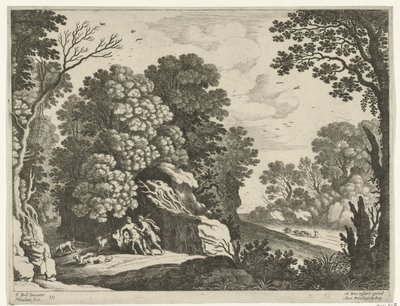 Cephalus en Procris Italiaanse landschappen (serie) door Willem van Nieulandt (II)