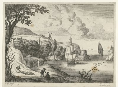 Dorp aan een baai (Italiaanse landschappen) door Willem van Nieulandt (II)