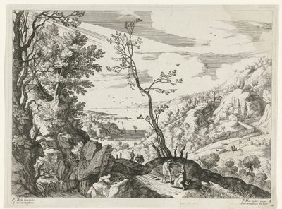 Landschap met Juda en Tamar door Willem van Nieulandt (II)