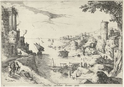 Landschap met de Emmaüsgangers door Willem van Nieulandt (II)
