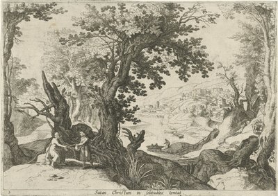 Landschap met de verzoeking van Christus door Willem van Nieulandt (II)