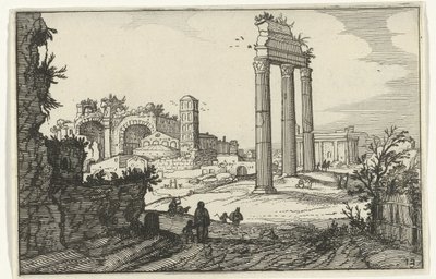Tempel van Castor en Pollux en de basilica van Constantijn door Willem van Nieulandt (II)