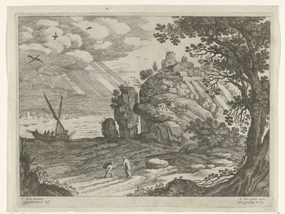 Wonderbare visvangst Italiaanse landschappen (serie) door Willem van Nieulandt (II)