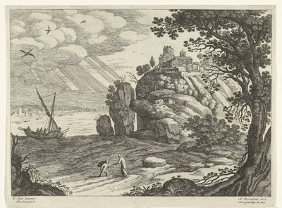 Wonderbare visvangst, uit de serie Italiaanse landschappen door Willem van Nieulandt (II)