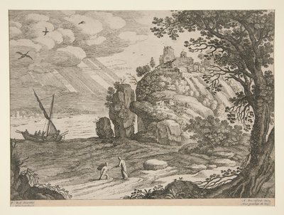 Italiaanse landschappen; een van 30 platen door Willem van Nieulandt II