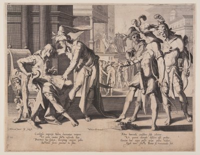 Cambyses beveelt villen, plaat 6 uit Tronen van gerechtigheid (Thronus Iustitiae) door Willem van Swanenburgh