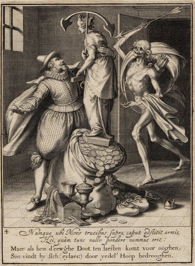 Dood met een Pijl die de Man op het Punt Staat Neer te Slaan, 1609 door Willem van Swanenburgh