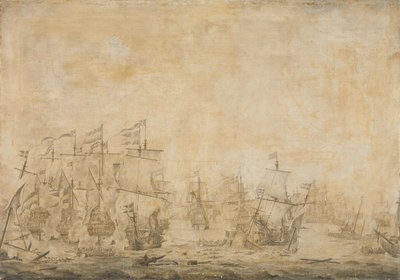 Slag tussen de Nederlandse en Zweedse vloten, in de Sont, 8 november 1658 door Willem van de Velde (I) (attributed to)