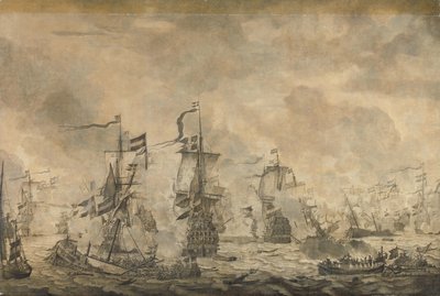 Slag tussen de Nederlandse en Zweedse vloten, in de Sont, 8 november 1658 door Willem van de Velde (I)