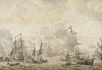 Episode uit de slag tussen de Nederlandse en Zweedse vloten in de Sont, 8 november 1658 door Willem van de Velde (I)
