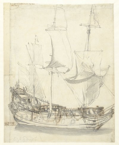 Schip de Princesse Royale van vice-admiraal Witte de With door Willem van de Velde (I)