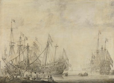 Schepen na de slag door Willem van de Velde (I)