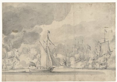 Zeeslag bij Lowestoft op 13 Juni 1665 door Willem van de Velde (I)