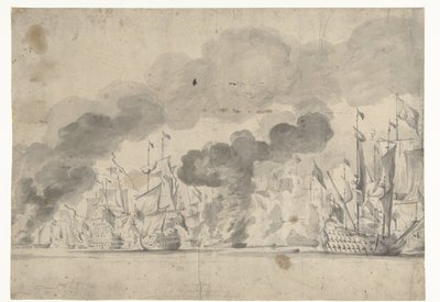 Zeeslag bij Lowestoft op 13 juni 1665 door Willem van de Velde (I)
