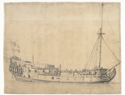 De Loyal George, opgebracht na de Vierdaagse Zeeslag in Juni 1666 door Willem van de Velde (II)