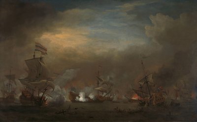 Ontmoeting tijdens de Slag bij Kijkduin door Willem van de Velde (II)