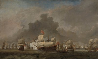 Zeeslag tussen Michiel Adriaensz de Ruyter en de hertog van York op de Royal Prince tijdens de Slag bij Solebay, 7 juni 1672: episode uit de Derde Engels-Nederlandse Oorlog door Willem van de Velde (II)