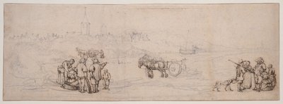 Duin Scene met Boerenfiguren door Willem van de Velde