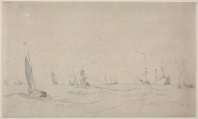 Schepen op een ruwe zee door Willem van de Velde