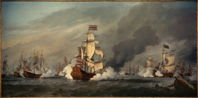 De "Gouden Leeuw" in de Zeeslag bij Texel, 21 augustus 1673 door Willem van de Velde the Younger