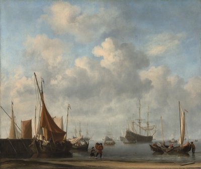 Ingang van een Nederlandse haven, ca. 1665 door Willem van de Velde the Younger