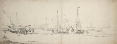 Pinks en weyshuits aan land getrokken, c.1665 door Willem van de Velde the Younger