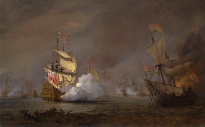 Zeeslag van de Engels-Nederlandse oorlogen door Willem van de Velde the Younger