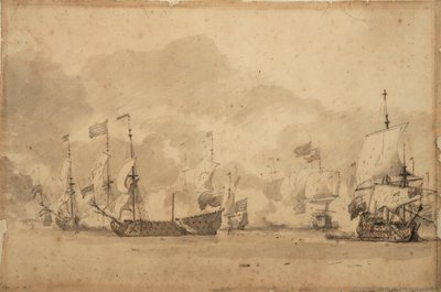 De Slag bij de Texel (Kijkduijn) 11-21 augustus 1673 door Willem van de Velde the Younger