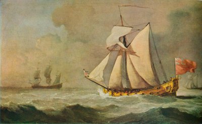 Het Cleveland-jacht op zee in een frisse bries, 1678 door Willem van de Velde the Younger