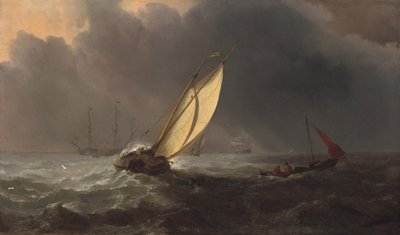 Voor de storm door Willem van de Velde the Younger and Studio