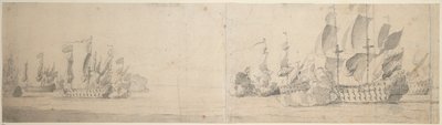 Strand en de actie van van Ghent door Willem van de the Elder Velde