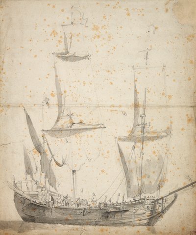 Portret van een klein Nederlands koopvaardijschip, c.1665 door Willem van de the Elder Velde