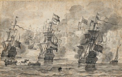 De Slag bij Scheveningen, 31 juli 1653: de laatste fase van de slag door Willem van de the Elder Velde