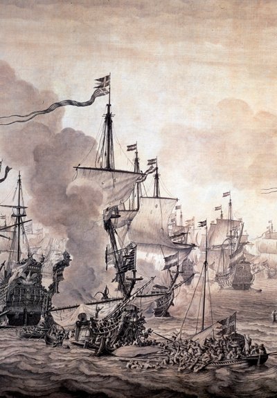 De Slag om de Sont tussen de Nederlandse en Zweedse vloten, 8 november 1658 (detail) door Willem van de the Elder Velde